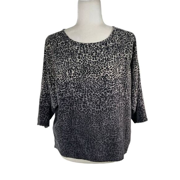 Joie XS Women's Fonda Gray Ombre Silk Leopard Print Dolman Sleeve Blouse Size XS - Picture 1 of 11